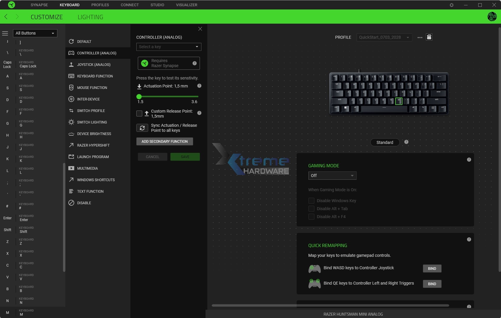 Razer Synapse Huntsman Mini Analog 4 60afe